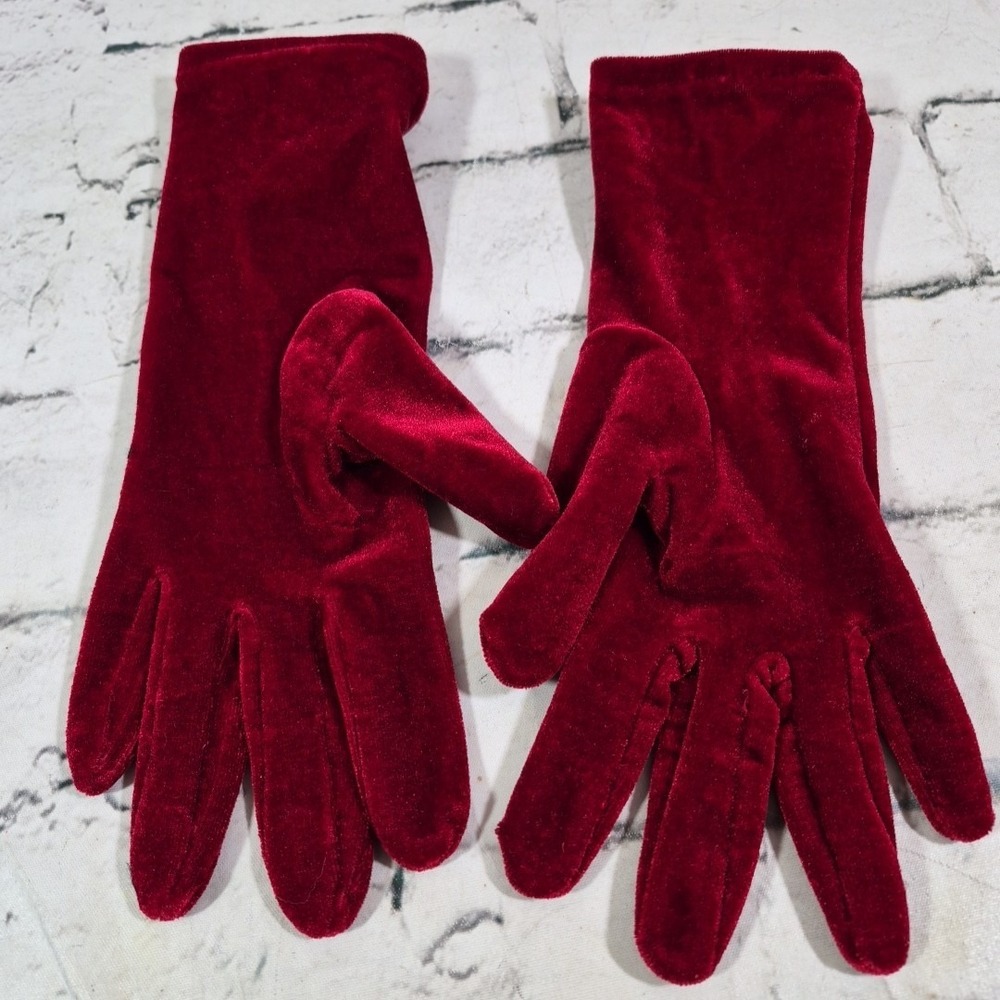 Vintage Lauer Womens Driving Gloves Red Velvet Bows One Size Evening Retro Fancy - Picture 4 of 8